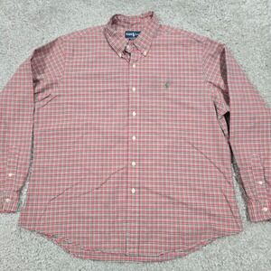 Ralph Lauren Plaid Button Down Shirt Mens XXL Red Green Custom Fit Preppy